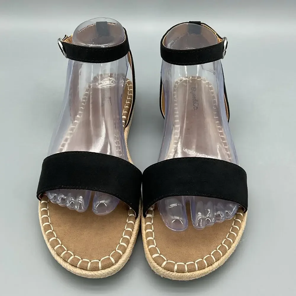 NEW Style & Co Women’s Peggyy Ankle Strap Espadrille Flat Sandals Black Size 8M - Picture 3 of 10